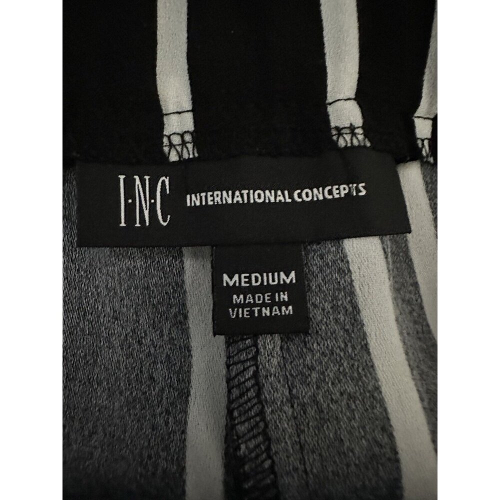 International Concepts Black White Stripe Wide Leg Stretch Waist Pants Medium - Picture 6 of 10